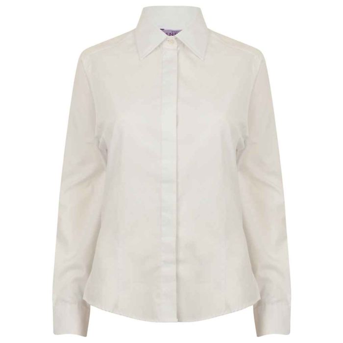 Henbury Ladies Long Sleeve Pinpoint Oxford Shirt