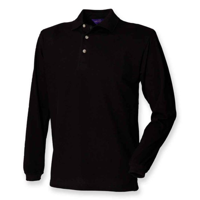 Henbury Long Sleeve Cotton Piqué Polo Shirt