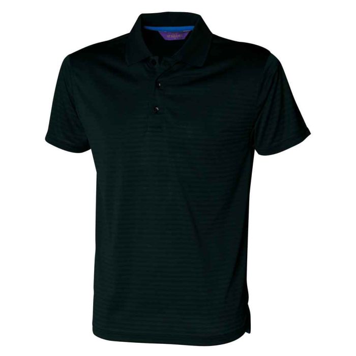 Henbury Coolplus® Textured Stripe Piqué Polo Shirt