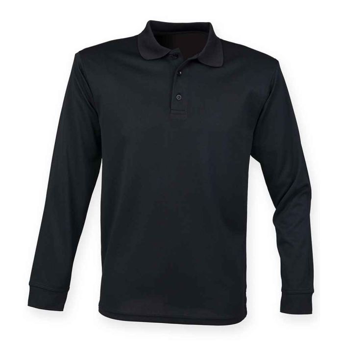 Henbury Unisex Long Sleeve Coolplus® Piqué Polo Shirt