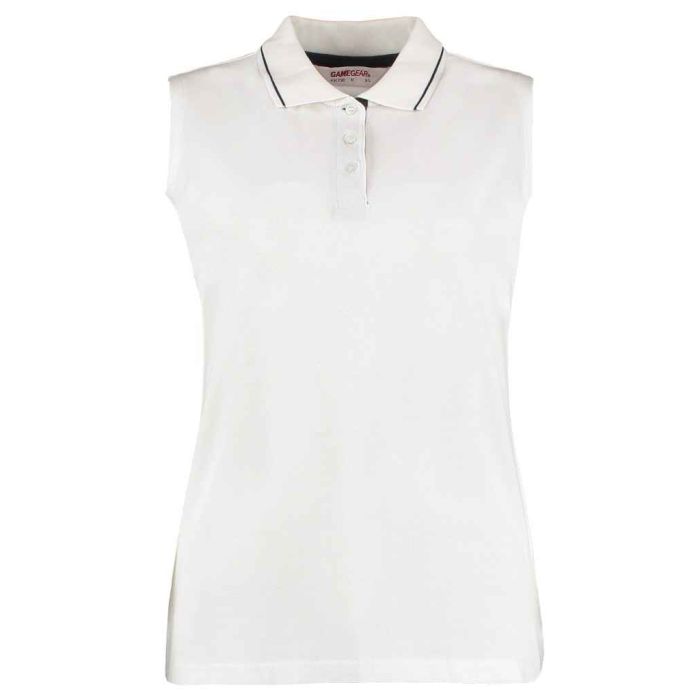 Kustom Kit Ladies Proactive Sleeveless Cotton Piqué Polo Shirt