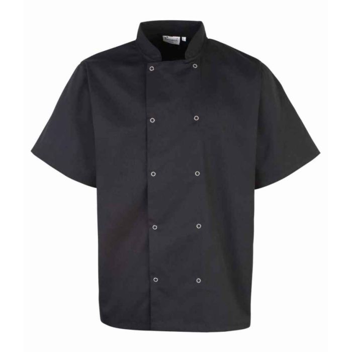 Premier Unisex Short Sleeve Stud Front Chef's Jacket