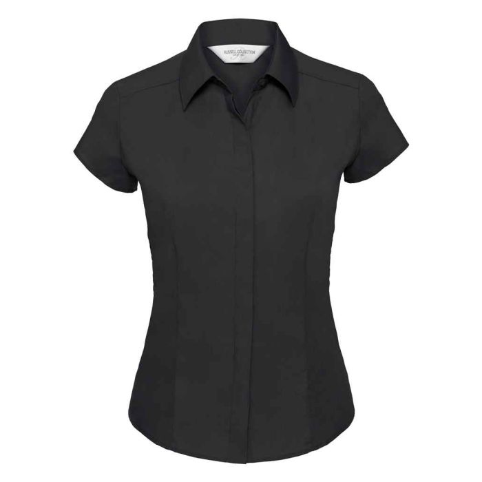 Russell Collection Ladies Cap Sleeve Fitted Poplin Shirt