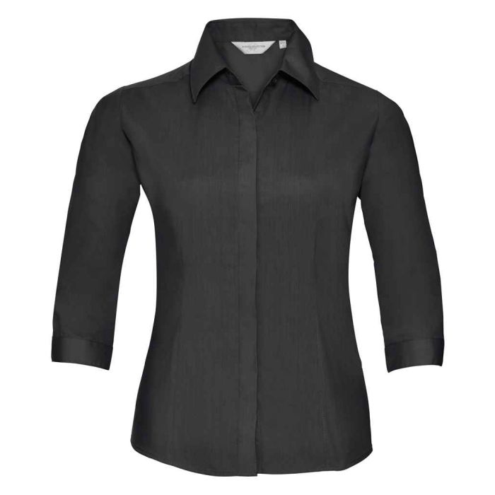 Russell Collection Ladies 3/4 Sleeve Fitted Poplin Shirt