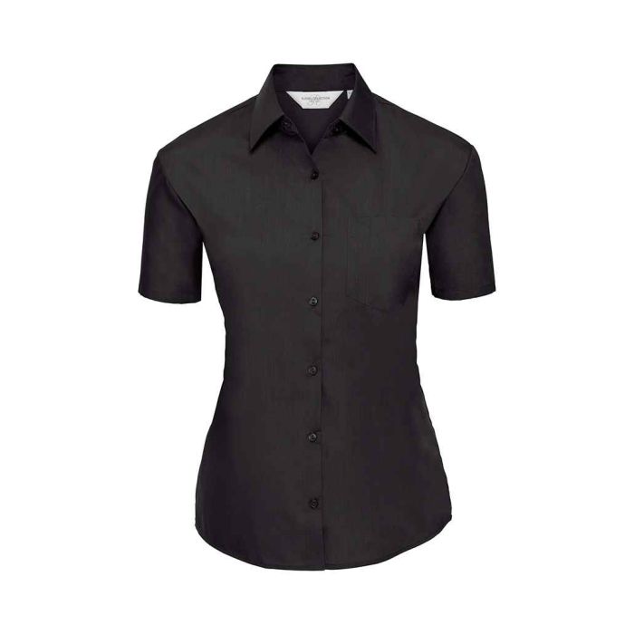 Russell Collection Ladies Short Sleeve Easy Care Poplin Shirt