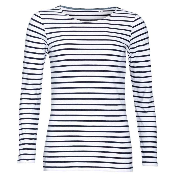 SOL'S Ladies Marine Long Sleeve Striped T-Shirt