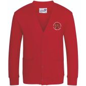 Croughton AC002B Red Cardigan c/w embroidered breast logo