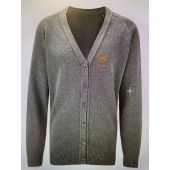 Premier LC Cardigan Acrylic Mid Grey c/w embroidered Padbury breast logo