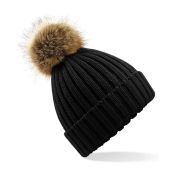 Beechfield Faux Fur Pop Pom Chunky Beanie