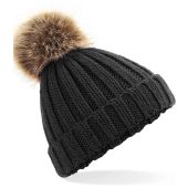 Beechfield Junior Faux Fur Pom Pom Chunky Beanie