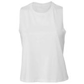 Bella Ladies Racer Back Cropped Tank Top - White Size XL