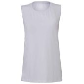 Bella Ladies Flowy Scoop Muscle Tank Top - White Size XL