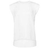 Bella Ladies Flowy Rolled Cuff Muscle T-Shirt - White Size XL