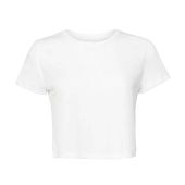 Bella Ladies Flowy Cropped T-Shirt - White Size XL