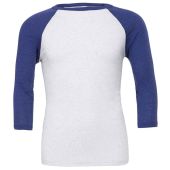 Canvas Unisex 3/4 Sleeve Baseball T-Shirt - White/Navy Size XXL