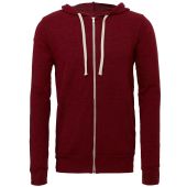 Canvas Unisex Tri-Blend Full Zip Hoodie - Cardinal Red Tri-Blend Size XXL