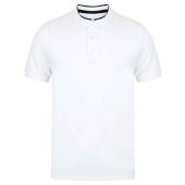 Front Row Stand Collar Stretch Polo Shirt - White/Bright Navy Size XXL