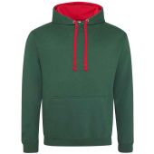 AWDis Varsity Hoodie - Bottle Green/Fire Red Size M