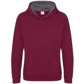 AWDis Kids Varsity Hoodie - Burgundy/Charcoal Size 3-4