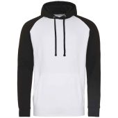 AWDis Baseball Hoodie - Arctic White/Jet Black Size XXL