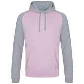 AWDis Baseball Hoodie - Baby Pink/Heather Grey Size S