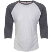 Next Level Apparel Unisex Tri-Blend 3/4 Sleeve Raglan T-Shirt - Premium Heather/Heather White Size XS