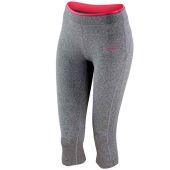 Spiro Ladies Fitness Capri Pants - Sport Grey/Hot Coral Size XXL/18