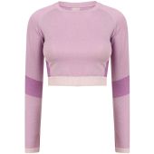 Tombo Ladies Seamless Panelled Long Sleeve Crop Top - Light Pink/Purple Size XXL/3XL