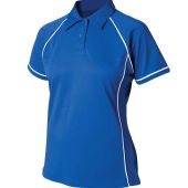 Finden and Hales Ladies Performance Piped Polo Shirt - Royal Blue/White Size XXL