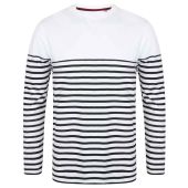 Front Row Unisex Long Sleeve Breton Striped T-Shirt - White/Navy Size XXL