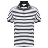 Front Row Striped Jersey Polo Shirt - White/Navy Size XXL