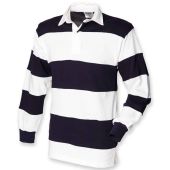 Front Row Sewn Stripe Rugby Shirt - White/Navy Size XXL