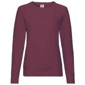 Fruit of the Loom Lady Fit Lightweight Raglan Sweatshirt - Burgundy Size XXL