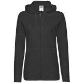 Fruit of the Loom Lady Fit Lightweight Zip Hooded Sweatshirt - Black Size XXL