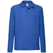 Fruit of the Loom Kids Long Sleeve Poly/Cotton Piqué Polo Shirt - Royal Blue Size 14-15