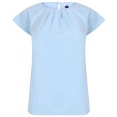 Henbury Ladies Pleat Front Short Sleeve Blouse - Light Blue Size 4XL