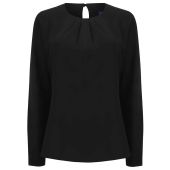 Henbury Ladies Pleat Front Long Sleeve Blouse