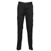 Henbury Ladies 65/35 Flat Fronted Chino Trousers - Black Size 22/L