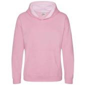 AWDis Kids Varsity Hoodie - Baby Pink/Arctic White Size 3-4