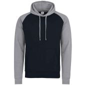 AWDis Baseball Hoodie - Oxford Navy/Heather Grey Size XXL