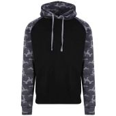 AWDis Baseball Hoodie - Solid Black/Black Camo Size S