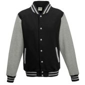 AWDis Varsity Jacket - Jet Black/Heather Grey Size XS