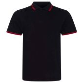 AWDis Stretch Tipped Piqué Polo Shirt - Black/Red Size XXL