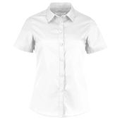 Kustom Kit Ladies Short Sleeve Tailored Poplin Shirt - White Size 28