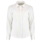 Kustom Kit Ladies Long Sleeve Tailored Poplin Shirt - White Size 28