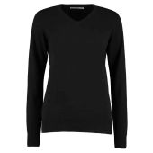 Kustom Kit Ladies Arundel Cotton Acrylic V Neck Sweater - Black Size 20