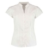 Kustom Kit Ladies Cap Sleeve V Neck Tailored Continental Blouse - White Size 20