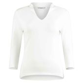 Kustom Kit Ladies 3/4 Sleeve Mandarin Collar Top - White Size 20/22