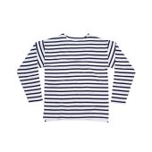 One By Mantis Unisex Long Sleeve Breton Stripe T-Shirt - White/Navy Size XXL