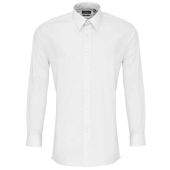 Premier Long Sleeve Fitted Poplin Shirt - White Size 17.5